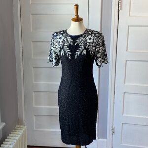 Vintage Stenay Sequin Silk Cocktail Dress, Size 6